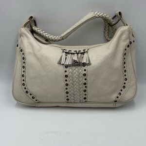 Wilson Leather Womens Shoulder Bag Off White Fringe Detail